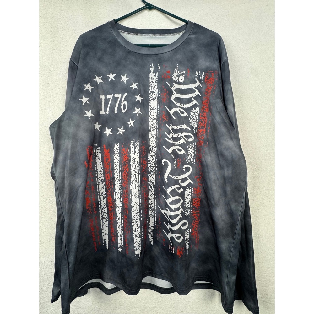 Unbranded Long Sleeve Shirt Grey 1776 We The People Patriotic Tie Dye XXL